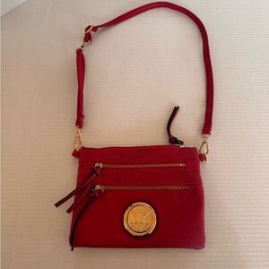 Michael Kors Red Crossbody Bag with Gold Details